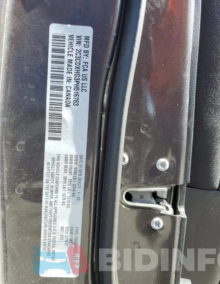 2C3CDXHG3PH516763 Photo# 12