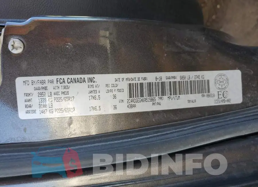 2C4RDGEGXKR515865 Photo# 13