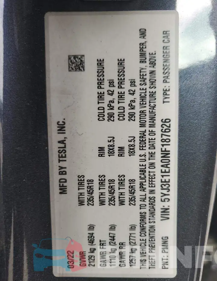 5YJ3E1EA0NF187626 Photo# 13