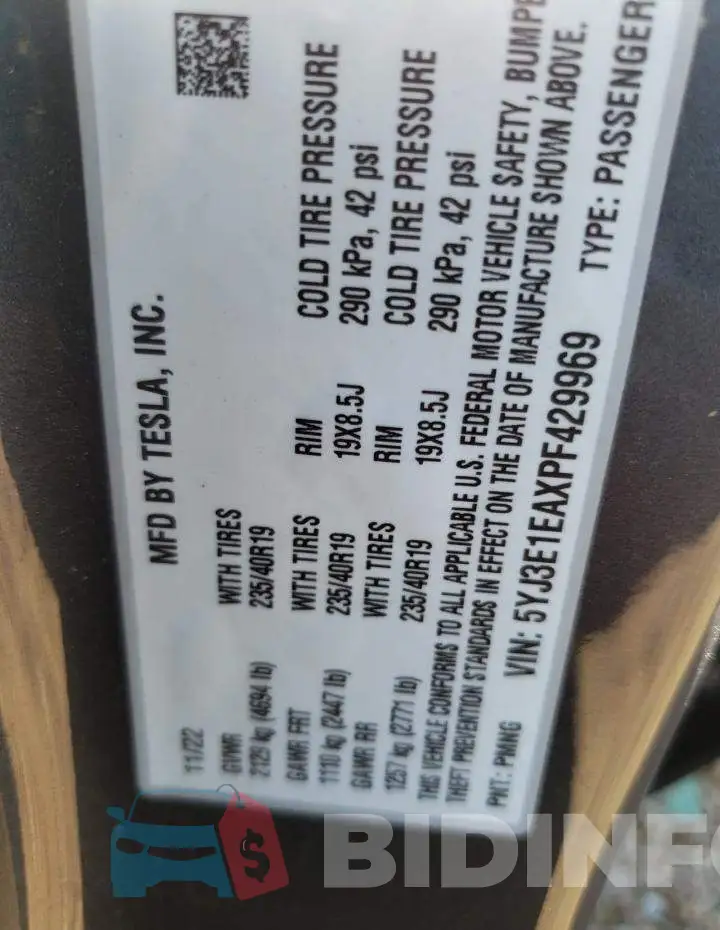 5YJ3E1EAXPF429969 Photo# 12