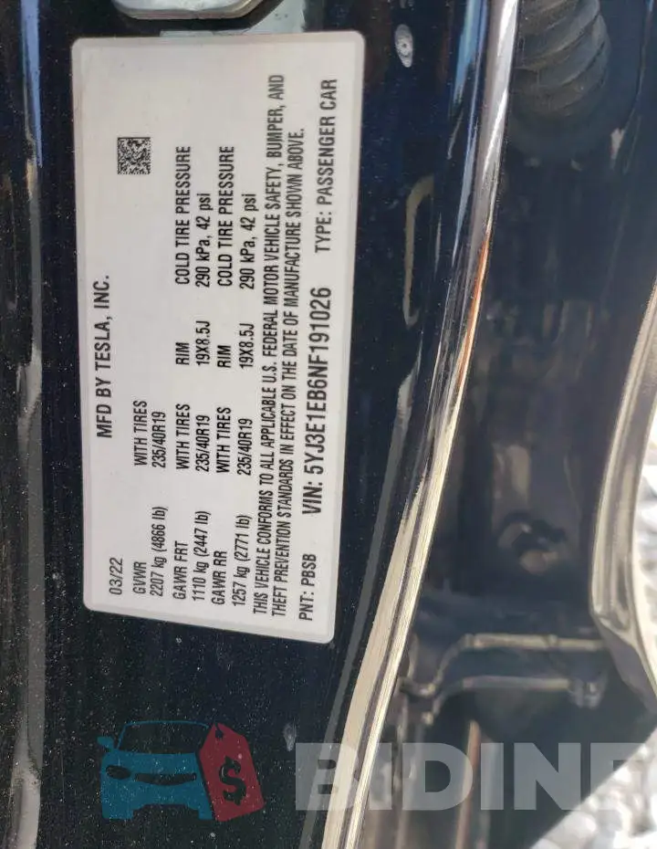 5YJ3E1EB6NF191026 Photo# 12