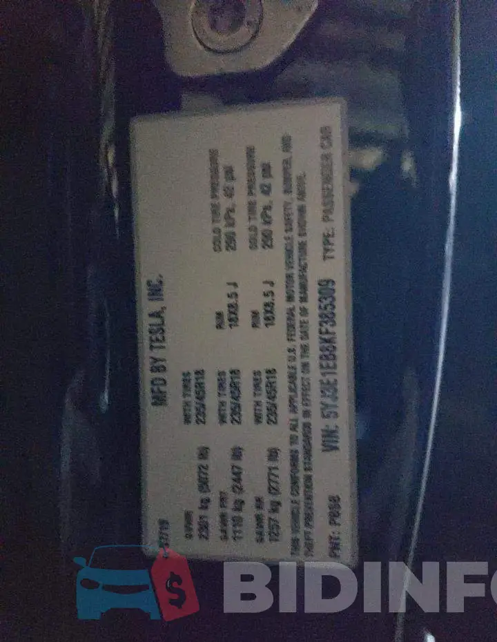 5YJ3E1EB8KF385309 Photo# 12
