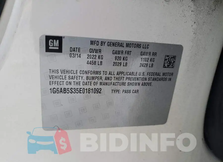 1G6AB5S35E0181092 Photo# 12