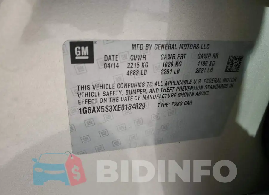 1G6AX5S3XE0184829 Photo# 12
