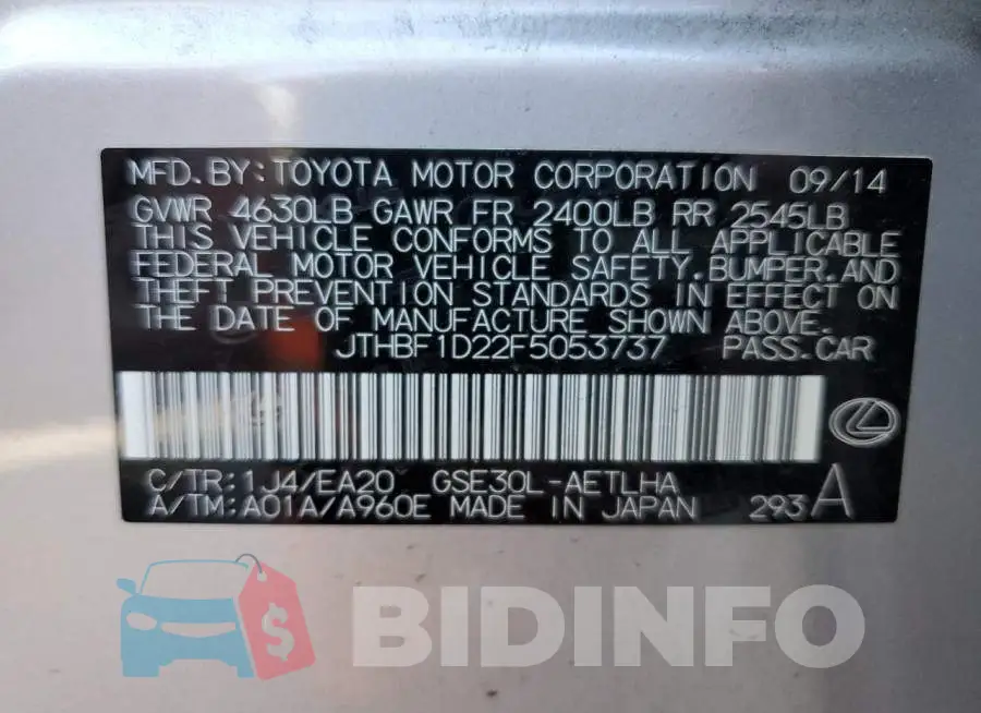 JTHBF1D22F5053737 Photo# 12