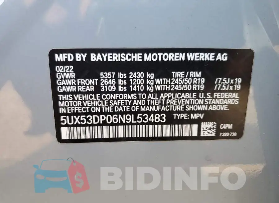 5UX53DP06N9L53483 Photo# 13