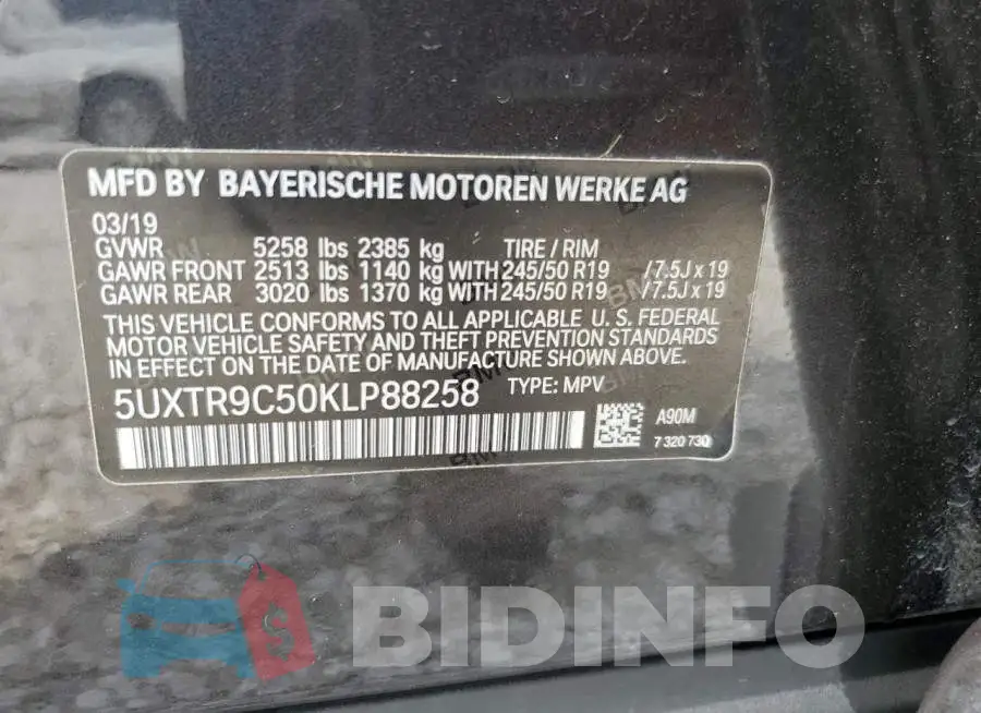 5UXTR9C50KLP88258 Photo# 13
