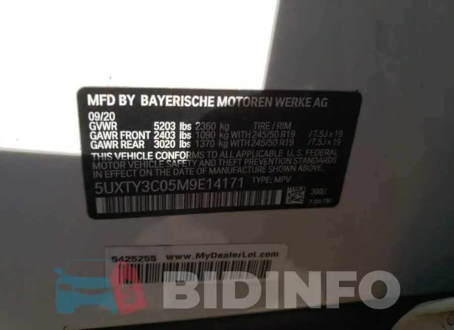 5UXTY3C05M9E14171 Photo# 13