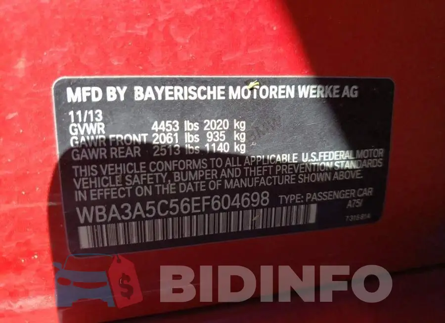 WBA3A5C56EF604698 Photo# 12