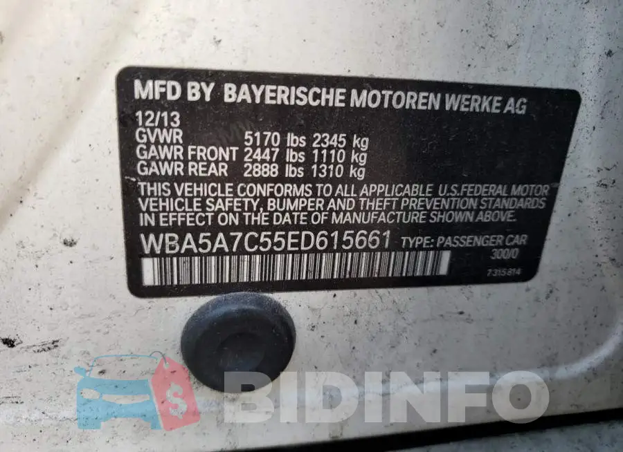 WBA5A7C55ED615661 Photo# 12