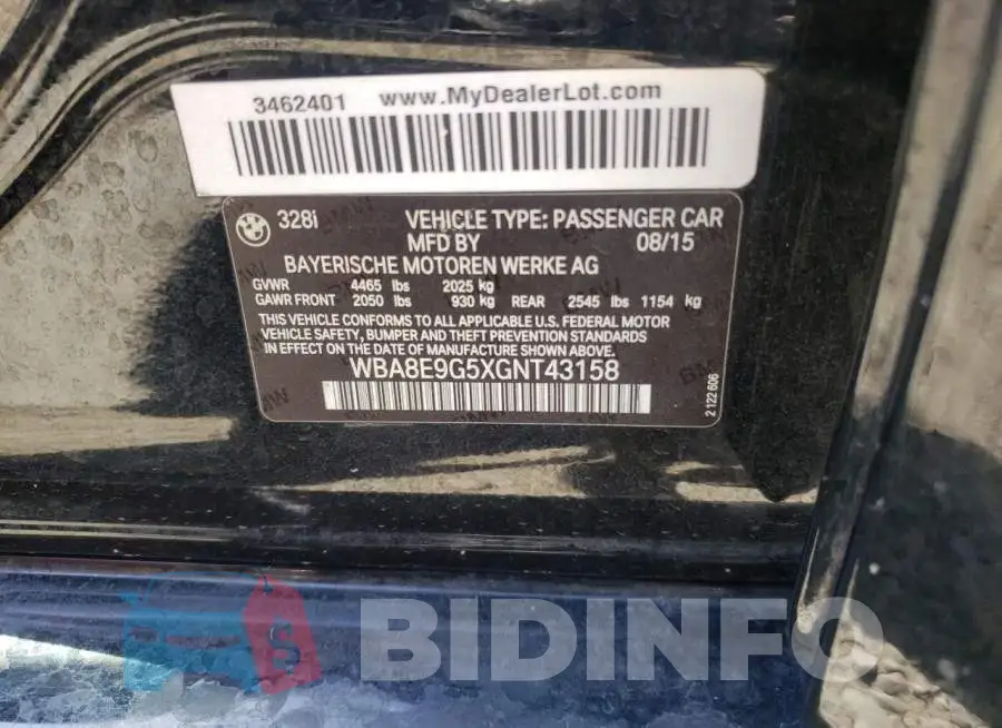 WBA8E9G5XGNT43158 Photo# 13