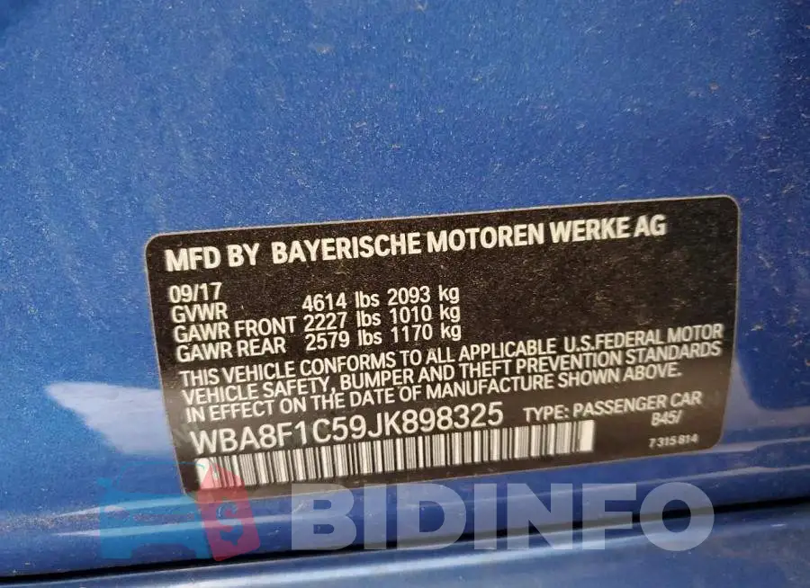 WBA8F1C59JK898325 Photo# 13