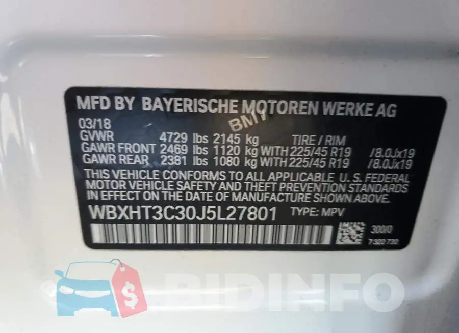 WBXHT3C30J5L27801 Photo# 12