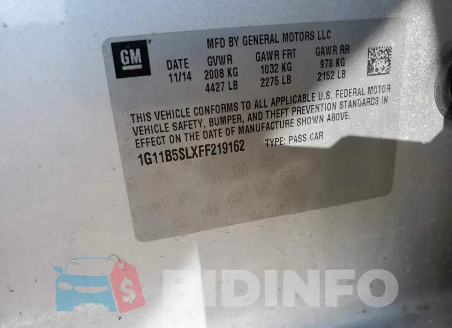 1G11B5SLXFF219162 Photo# 12