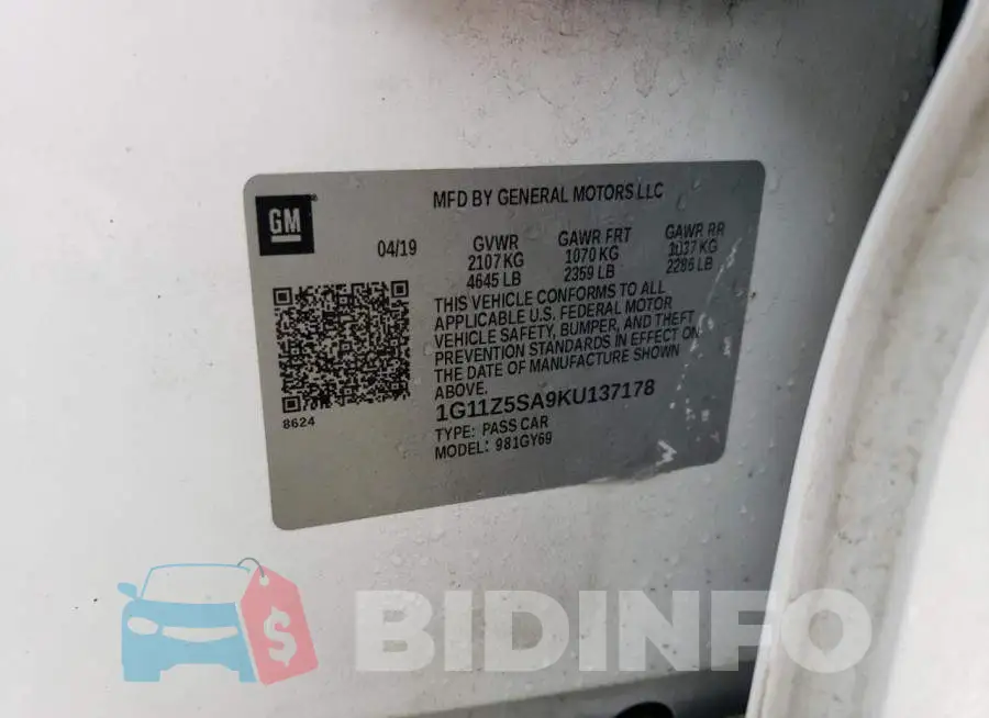 1G11Z5SA9KU137178 Photo# 12