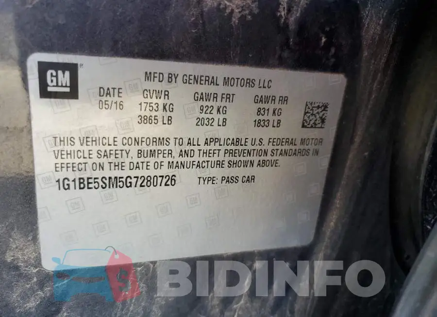 1G1BE5SM5G7280726 Photo# 13