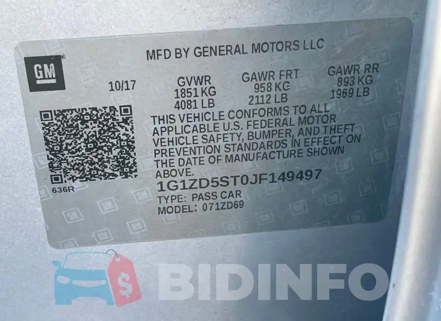 1G1ZD5ST0JF149497 Photo# 10