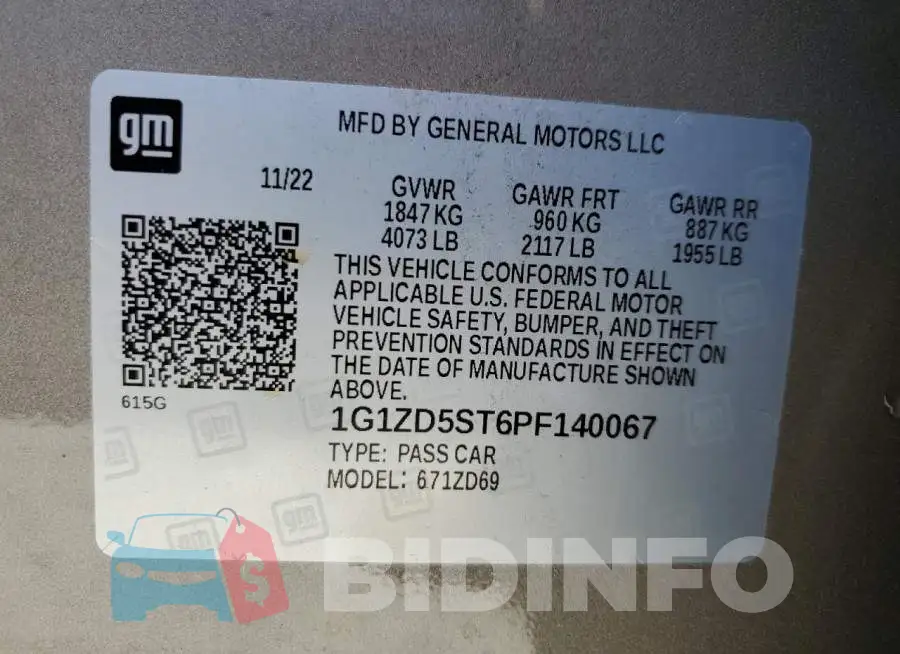 1G1ZD5ST6PF140067 Photo# 13