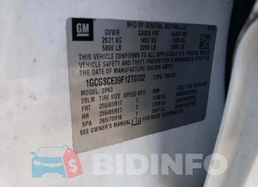 1GCGSCE39F1270702 Photo# 12