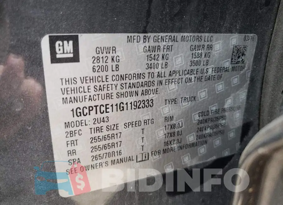 1GCPTCE11G1192333 Photo# 13