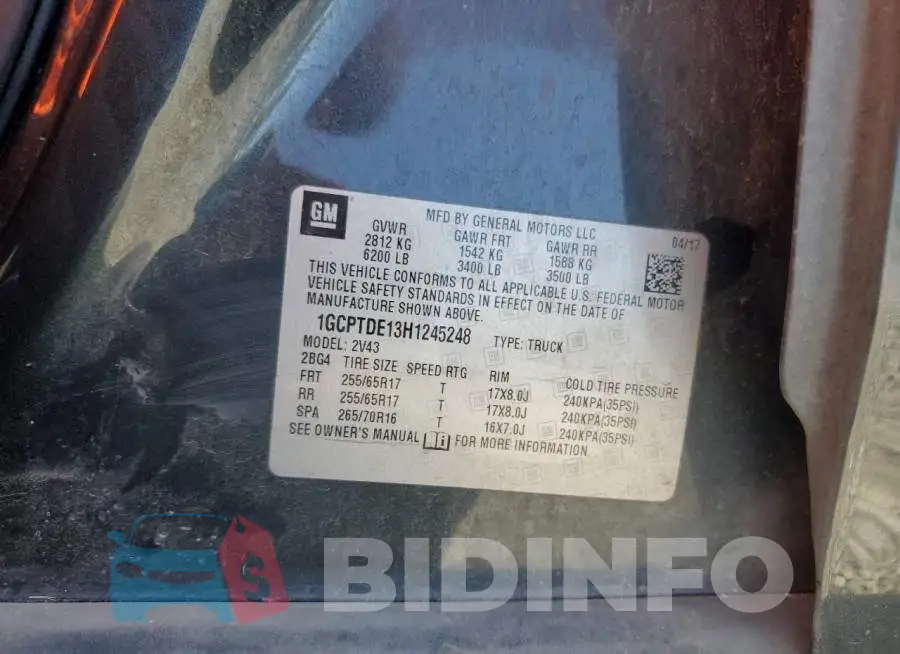 1GCPTDE13H1245248 Photo# 12