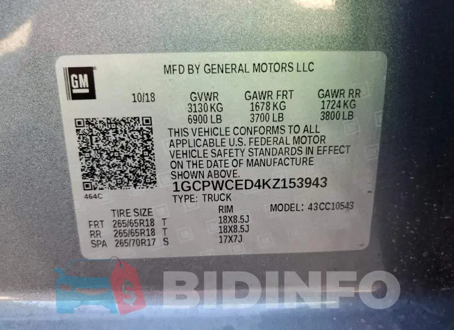 1GCPWCED4KZ153943 Photo# 12