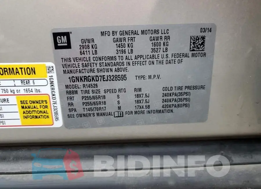 1GNKRGKD7EJ328595 Photo# 12