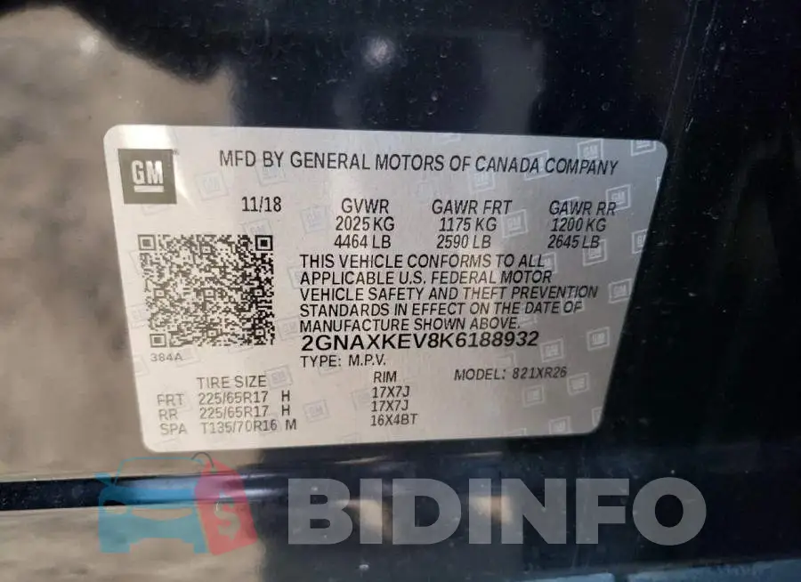 2GNAXKEV8K6188932 Photo# 12