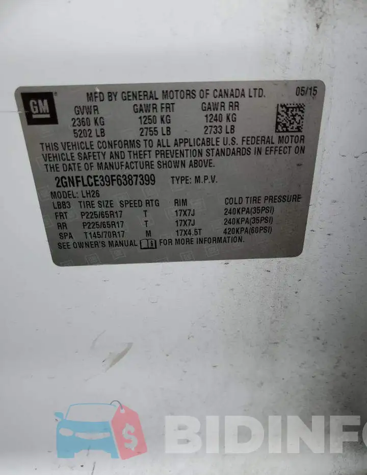 2GNFLCE39F6387399 Photo# 12