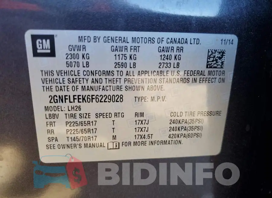 2GNFLFEK6F6229028 Photo# 13