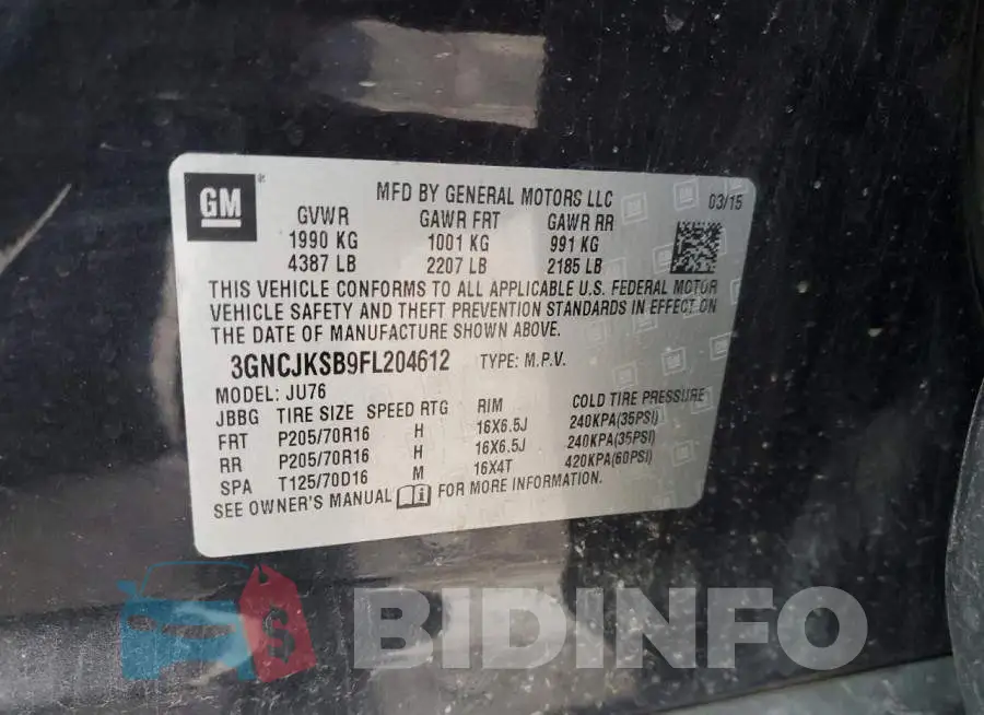 3GNCJKSB9FL204612 Photo# 13