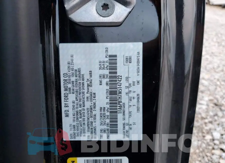 1FA6P8TH7M5147422 Photo# 12