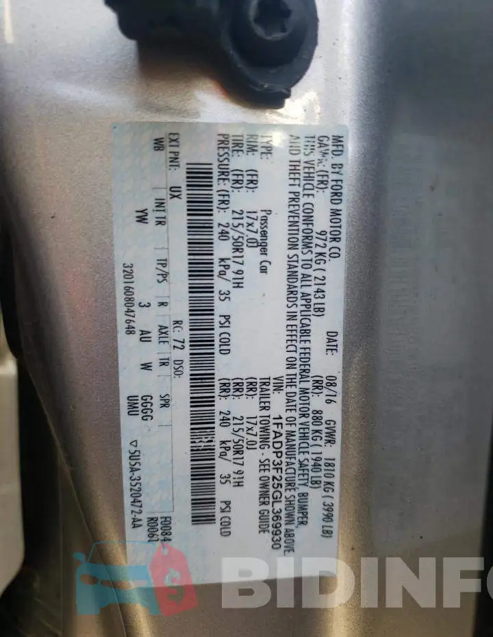 1FADP3F25GL369930 Photo# 12
