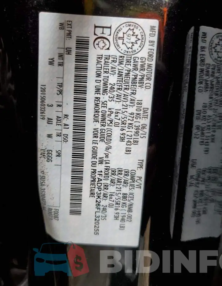 1FADP3K26FL320255 Photo# 13