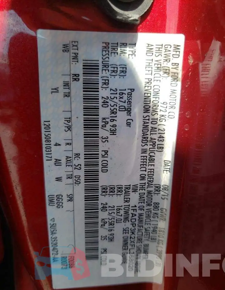 1FADP3K2XFL368020 Photo# 12