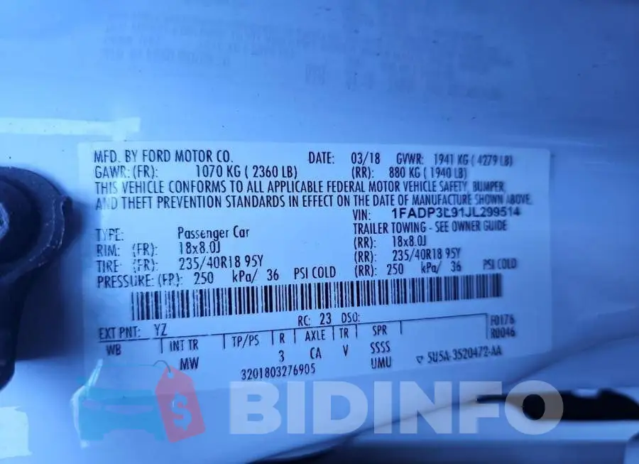 1FADP3L91JL299514 Photo# 10