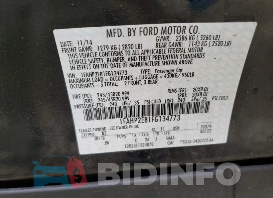 1FAHP2E81FG134773 Photo# 12