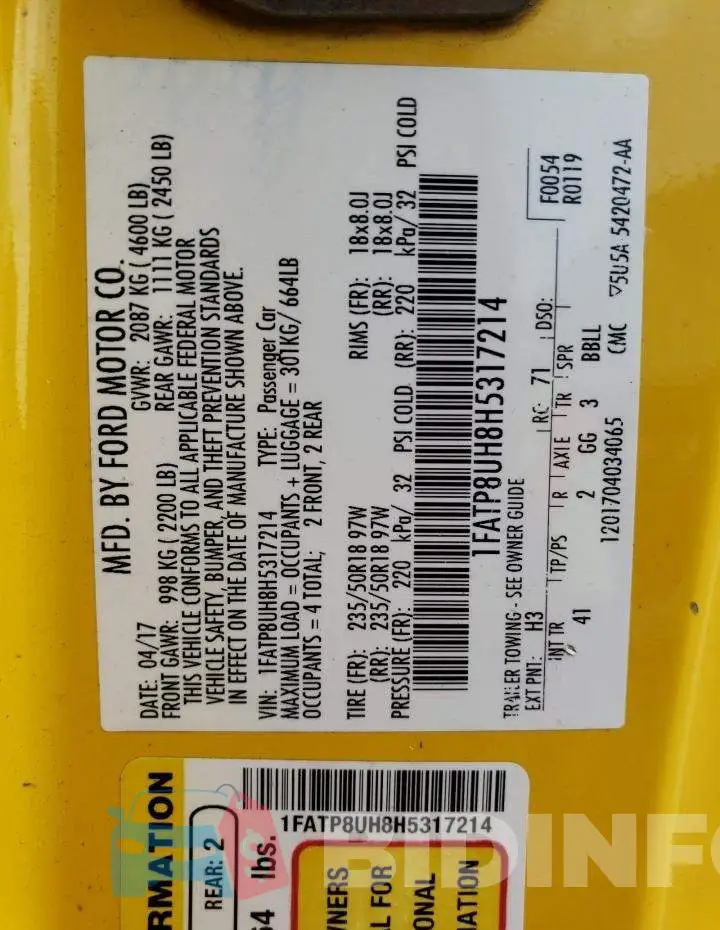 1FATP8UH8H5317214 Photo# 13