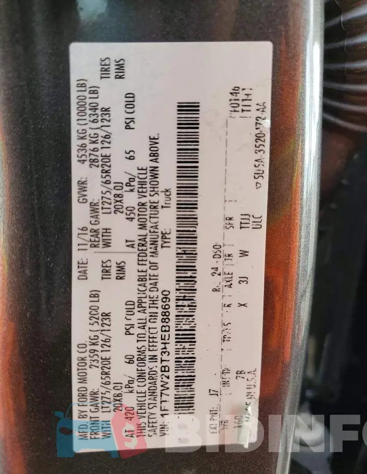 1FT7W2BT3HEB88690 Photo# 12