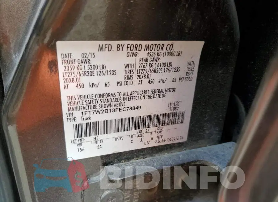 1FT7W2BT8FEC78849 Photo# 12