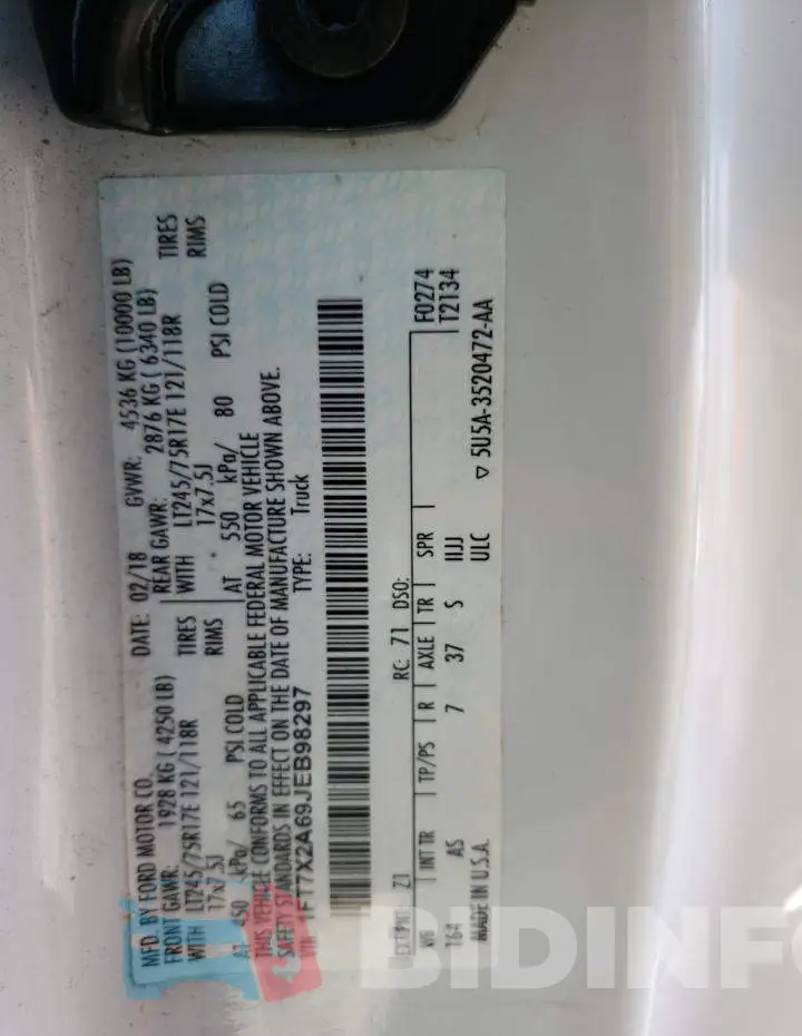 1FT7X2A69JEB98297 Photo# 12