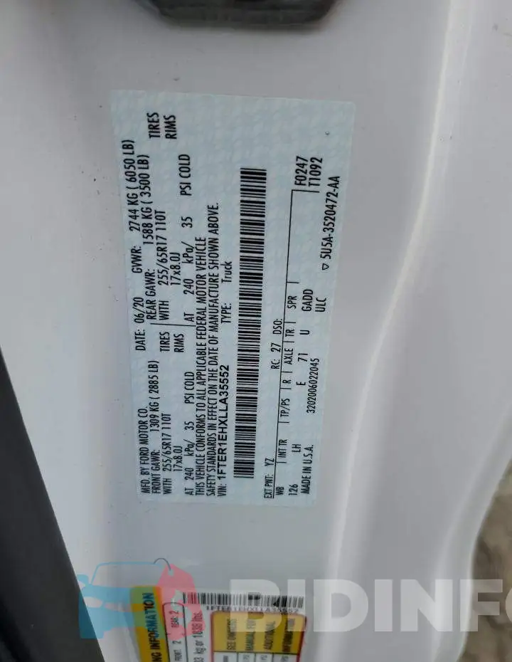 1FTER1EHXLLA35552 Photo# 12