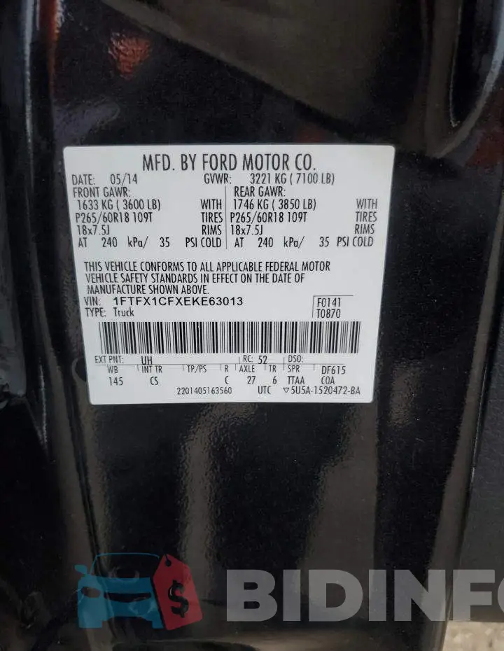 1FTFX1CFXEKE63013 Photo# 13