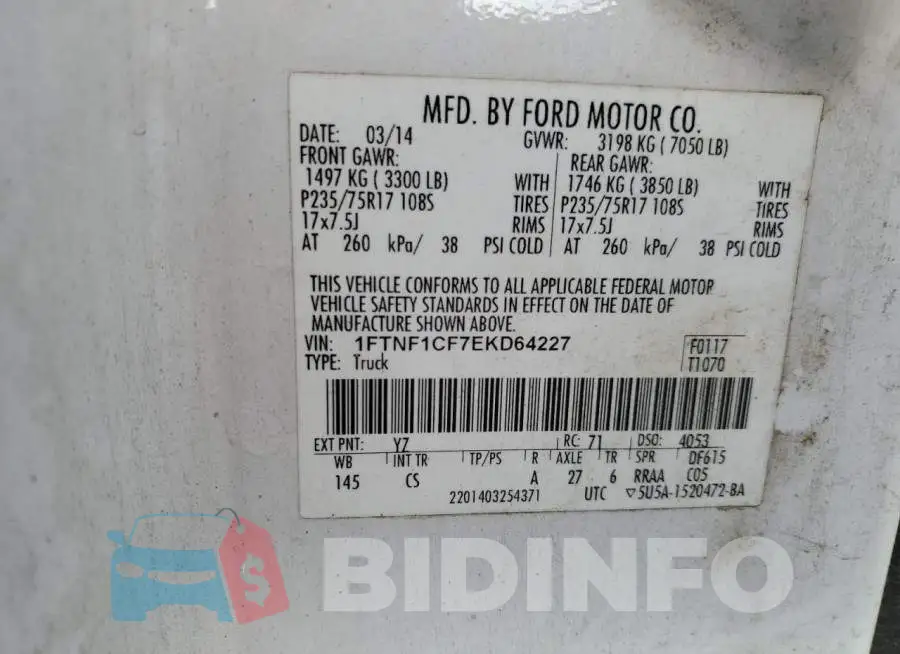1FTNF1CF7EKD64227 Photo# 12