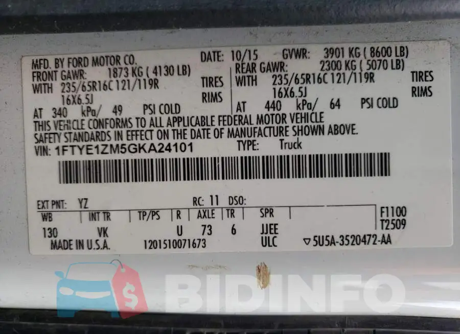 1FTYE1ZM5GKA24101 Photo# 14