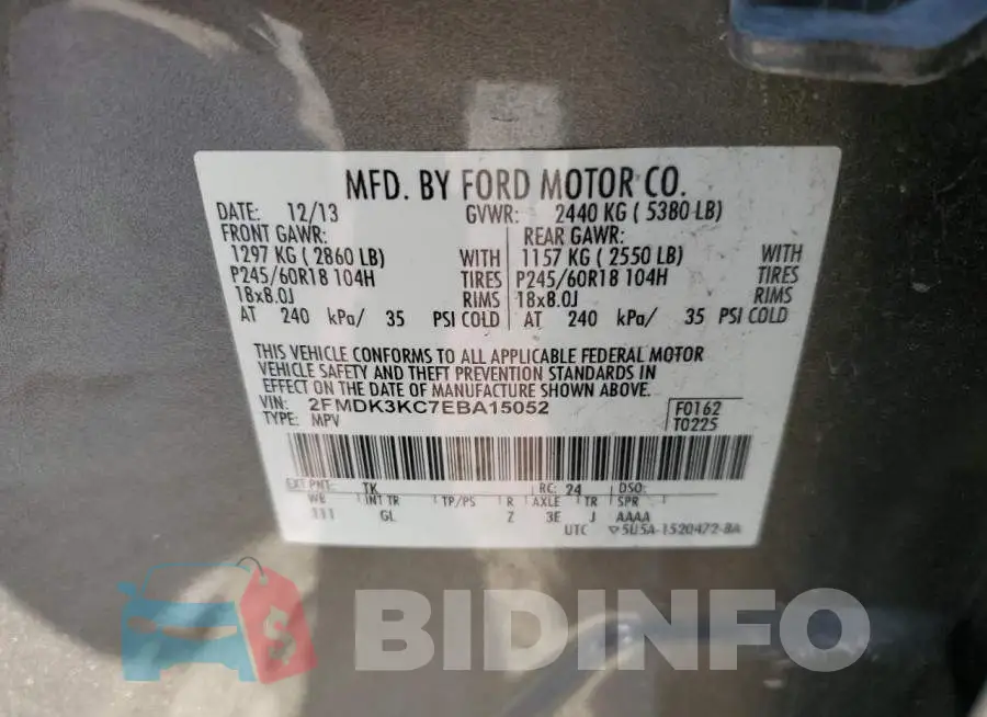 2FMDK3KC7EBA15052 Photo# 12