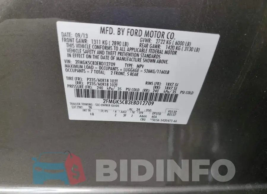 2FMGK5C83EBD12709 Photo# 13