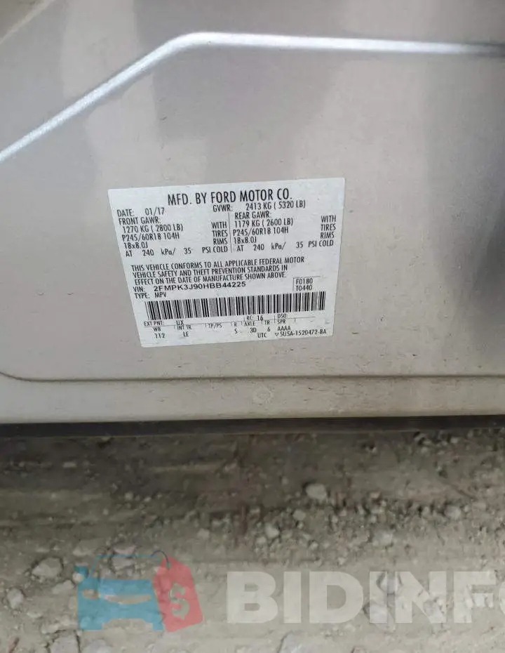 2FMPK3J90HBB44225 Photo# 12