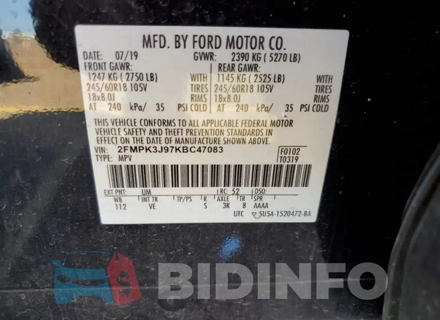 2FMPK3J97KBC47083 Photo# 13