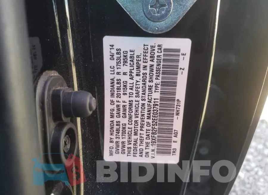 19XFB2F52EE037911 Photo# 12